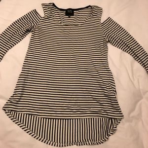 Striped cold shoulder top